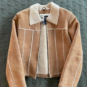 Vintage Wrangler Suede Leather Jacket Camel Tan short Small